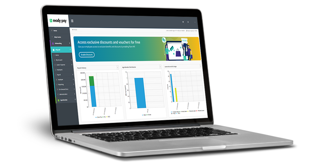 Ready Pay laptop screenshot epayroll